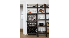 Sawyer Mocha Leaning Wine Bar with Two 18'' Bookcases